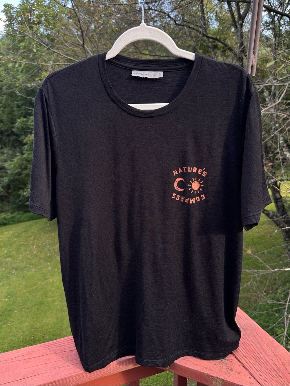 Icebreaker Tech Lite II Nature’s Compass Black Graphic Short Sleeve Merino Tee